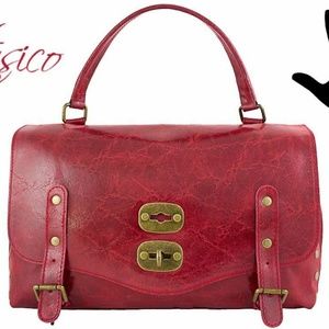 Etasico Italian Leather Handbag Made in Italy Red